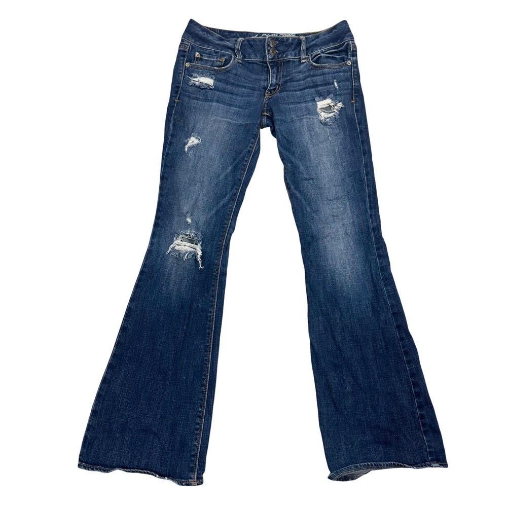American Eagle Artist Flare Jeans Womens 6 Distressed Medium Wash Stretch Blue